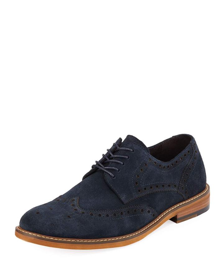 Men's Suede Wing-tip Oxford