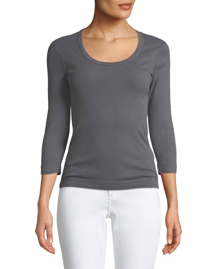 3/4-sleeve Combed Cotton