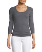 3/4-sleeve Combed Cotton