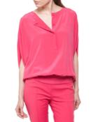 Silk Blouson Batwing Blouse