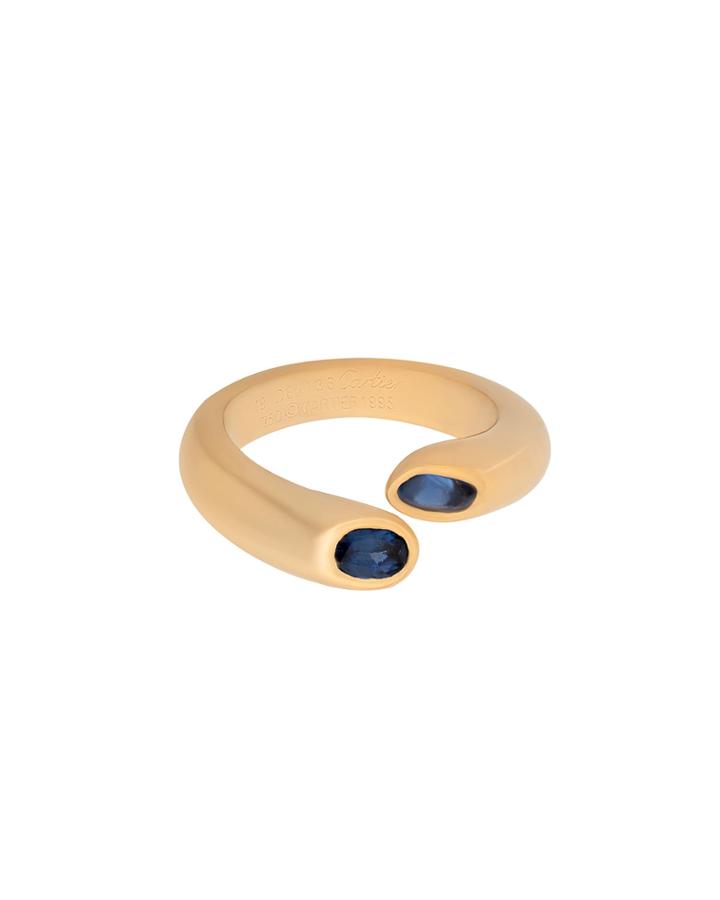 Estate 18k Gold Deux Tetes Croisees Sapphire Ring,
