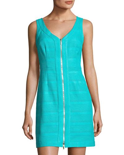 Reanna Zip-front Sheath Dress,
