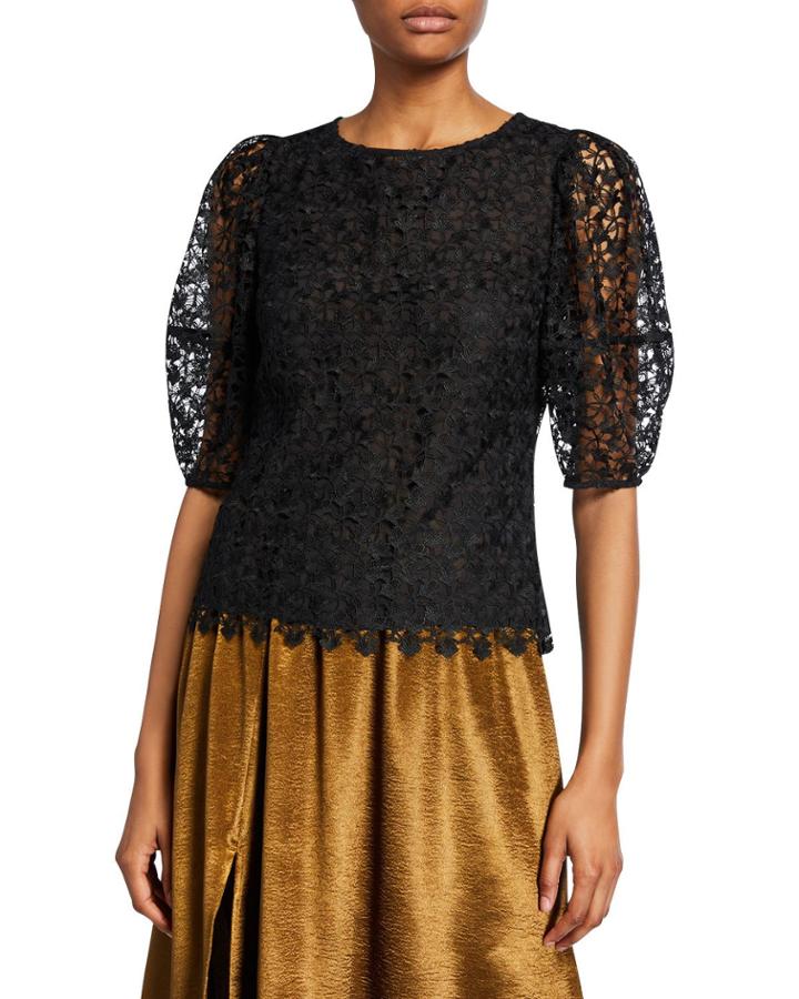 Marybeth Lace Puff-sleeve Top