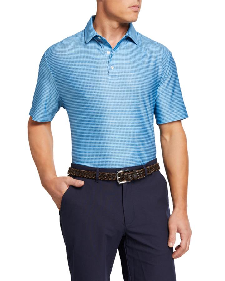 Men's Mini Box Line Print Polo