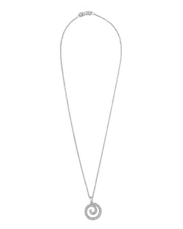 18k White Gold Diamond Spiral Pendant Necklace