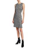 Space Dye Sleeveless Knit Dress With Floral Applique