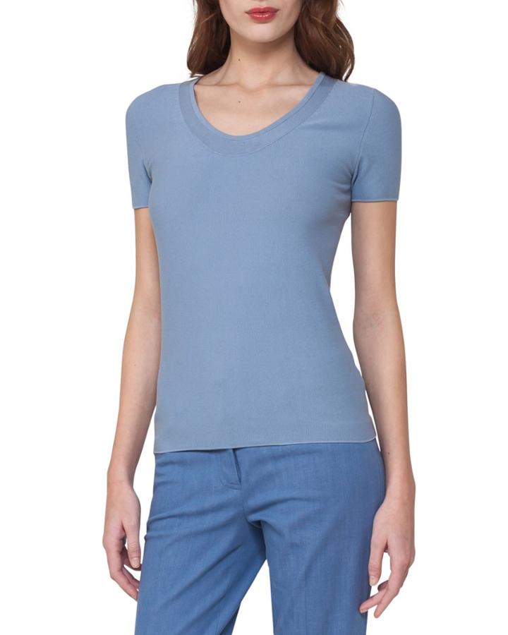 Short-sleeve Piqu&eacute; Scoop-neck