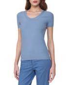 Short-sleeve Piqu&eacute; Scoop-neck