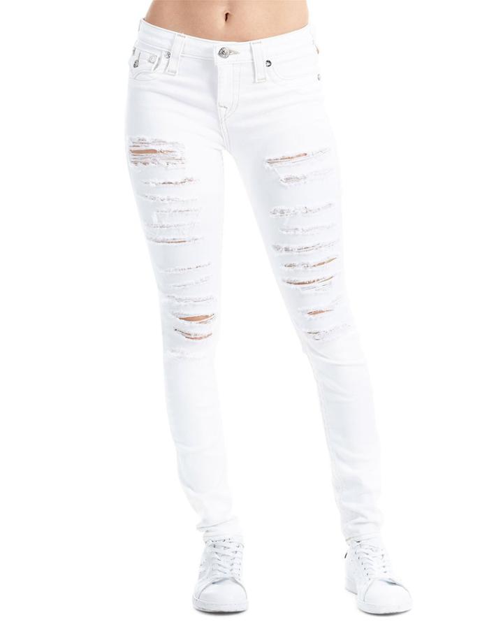 Super Skinny Flap-pocket Distressed Jeans