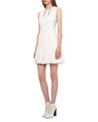 Keyhole-neck Pleated Sleeveless Dress,