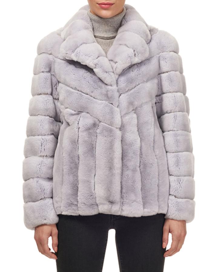 Button-down Rex Rabbit Fur Jacket