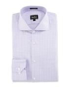 Classic-fit Regular-finish Square-print Dress Shirt,