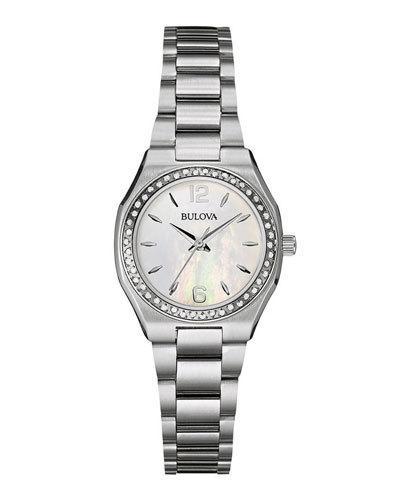 26mm Bracelet Watch W/ Diamond Bezel & Iridescent Dial