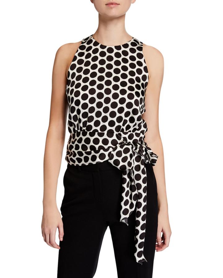 Lauren Dot Print Sleeveless Twill Top