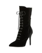 Loretta Velvet Lace-up Stiletto Booties