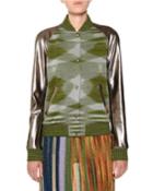 Mixed-media Leather Space-dye Bomber Jacket