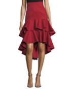 Kristyn High-low Layered Ruffled Cotton
