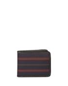 Striped Leather Trim Flip Wallet, Purple