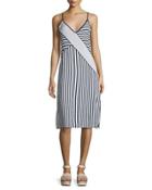Boardwalk Stripe Sleeveless Midi Dress, Navy