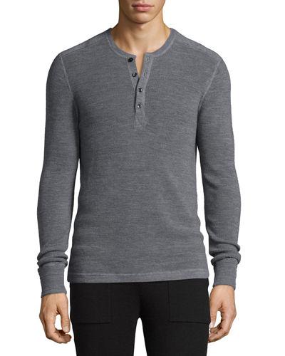 Merino Wool Waffle-knit Henley