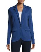 City Long-sleeve Cotton Blazer, Blue