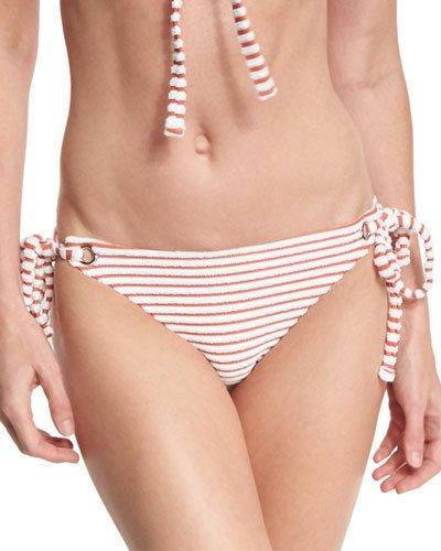 Striped Terry Tie-side Swim Bottom, Pink