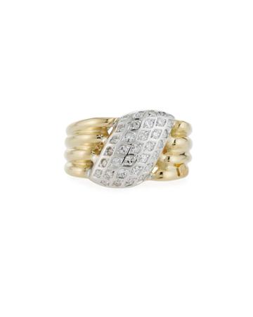 18k Asymmetric Diamond Beveled Ring,