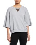 Mesh Dolman-sleeve Pullover
