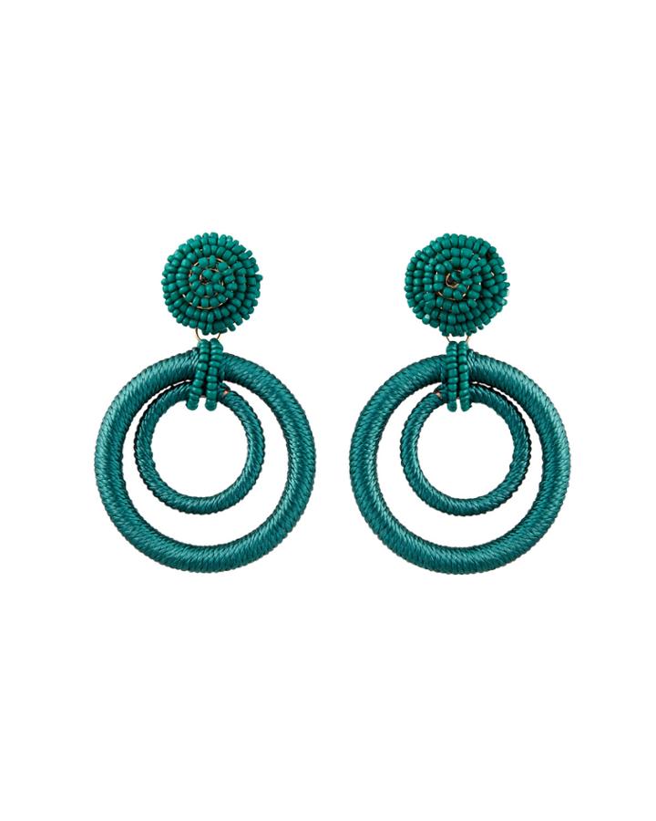 Wrapped Double-hoop Earrings, Green