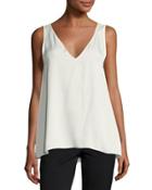 V-neck Modern-cut Silk Tank, Ivory