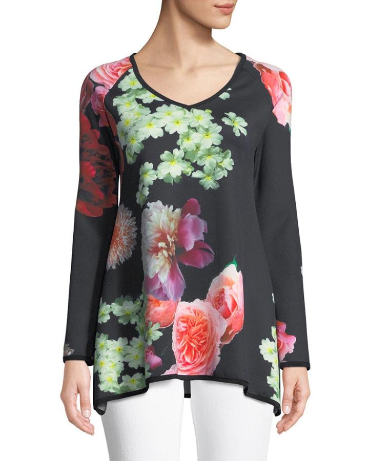 Long-sleeve Floral Easy Top