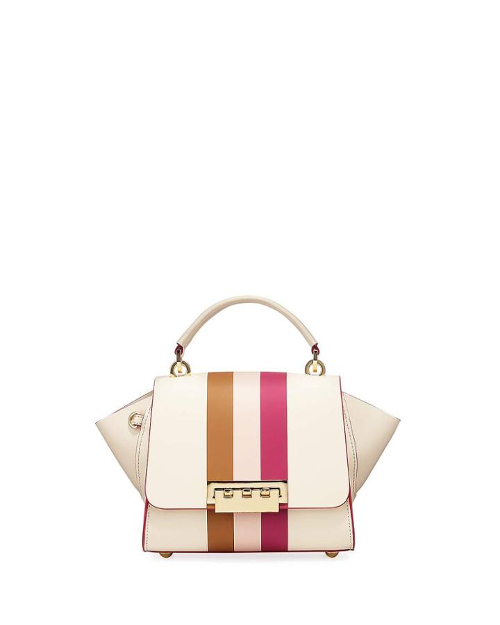 Eartha Iconic Racing Stripes Leather Crossbody Bag, Ivory