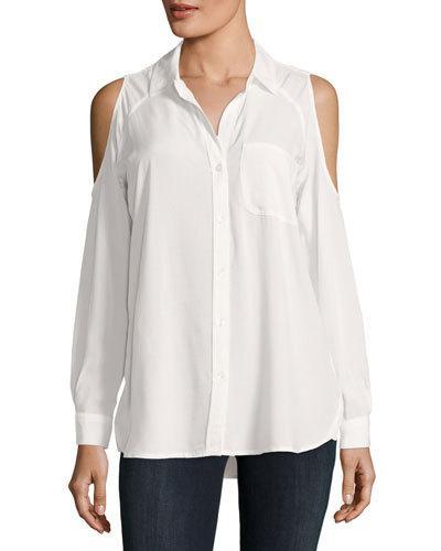 Giada Cold-shoulder Top, White
