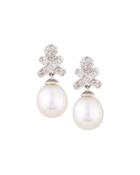 Freshwater Pearl & Diamond Drop Earrings