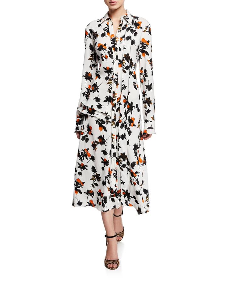 Floating Floral Long-sleeve Dress
