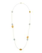 18k Lunaria Long Aquamarine Station Necklace
