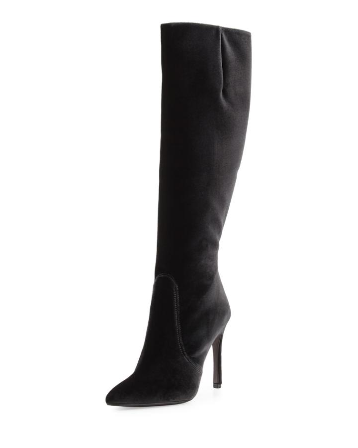Hyper Pointed-toe Velvet Knee Boot