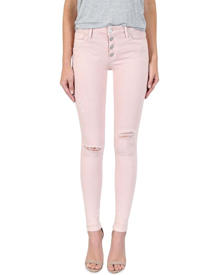 Jude Distressed Mid-rise Skinny Jeans, Rose