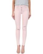 Jude Distressed Mid-rise Skinny Jeans, Rose