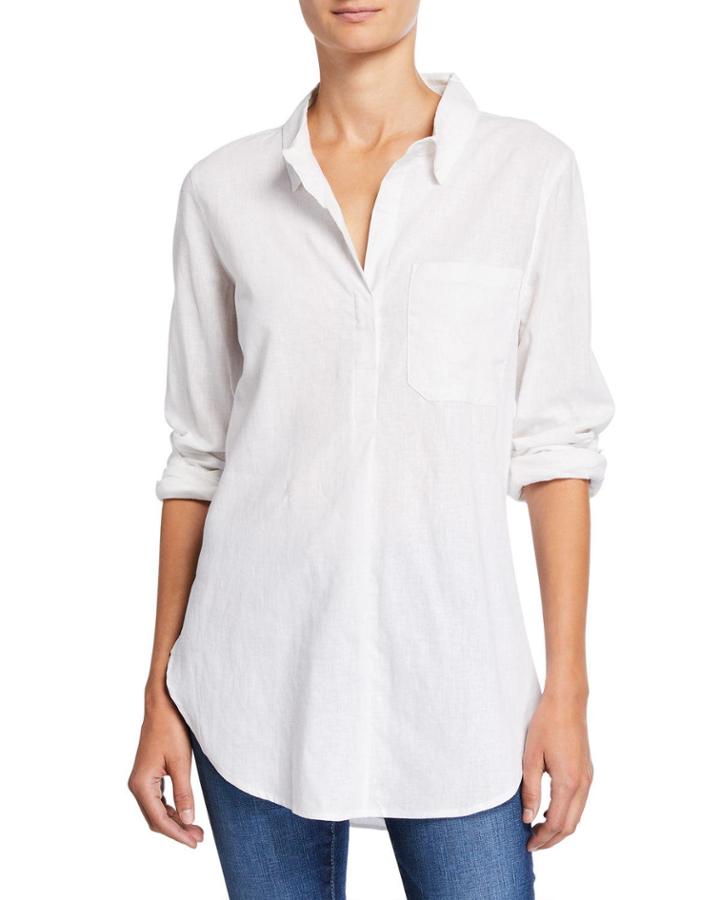 Miles Button-front Linen-cotton Tunic