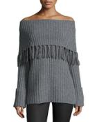 Wool-cashmere Blend Off-the-shoulder Tunic