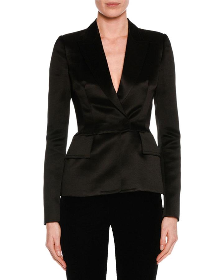Fitted Silk Tuxedo Jacket