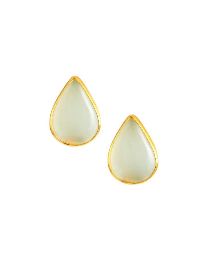 24k Chalcedony Teardrop Earrings, Aqua
