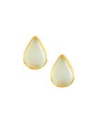 24k Chalcedony Teardrop Earrings, Aqua