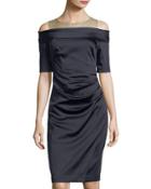 Shirred-waist Off-the-shoulder