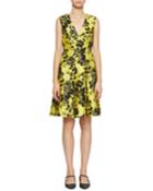 Yoko Sleeveless Floral-jacquard V-neck Dress
