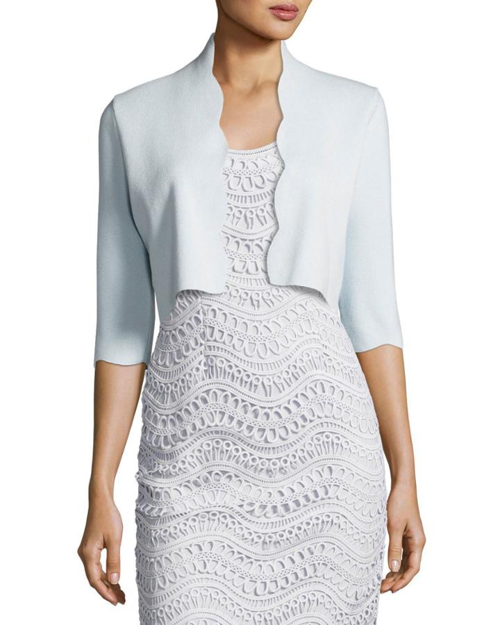 Scalloped 3/4-sleeve Bolero,