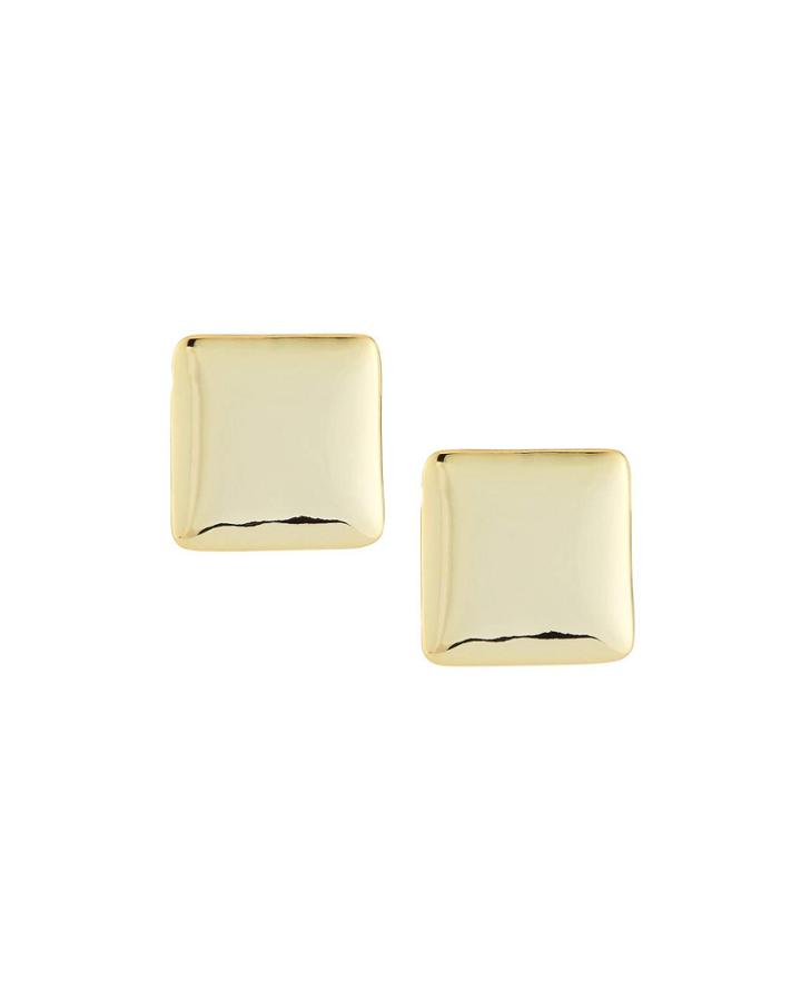 Polished Square Button Earrings