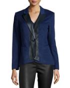 Greer Cashmere Jacket W/leather Trim, Dusk