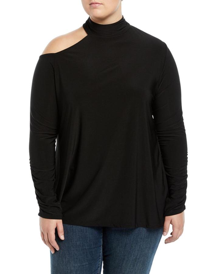Mock-neck Cutout-shoulder Sweater,